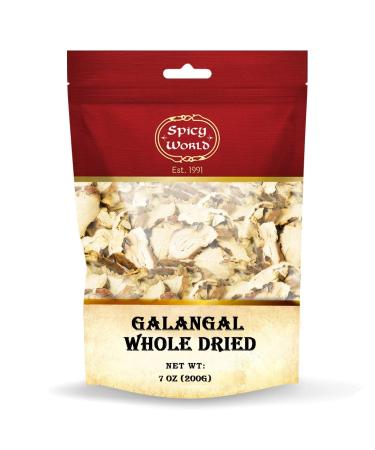 Spicy World Dried Galangal, Sliced Root 7 Ounce Bulk bag - Greater Galangal - Alpinia Galanga | Perfect for Tom Yum and Tom Kha Soups