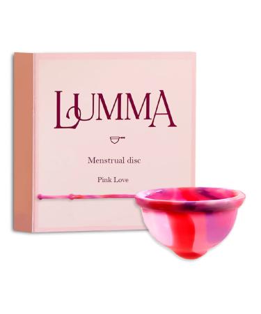 LUMMA Menstrual Disc | Comfortable & Soft | Medical Grade Silicone | Reusable & Leak-Proof | Silicone String for Easy Removal | Sustainable Choice to Tampons Pads - Medium Cervix, Pink Love Medium-Cervix Pink Love