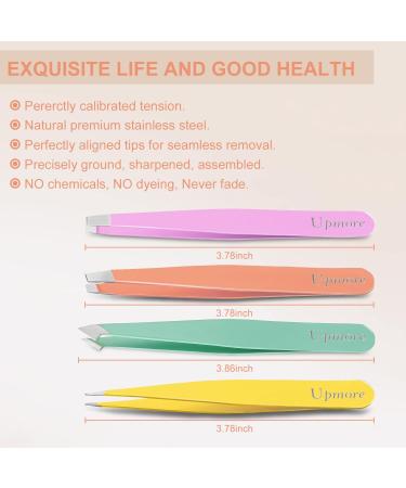 Upmore 4x Colored Stainless Steel Tweezers Set - Eyebrow Tweezers & Scissors for Precision Grooming - Buy Online on GoSupps.com