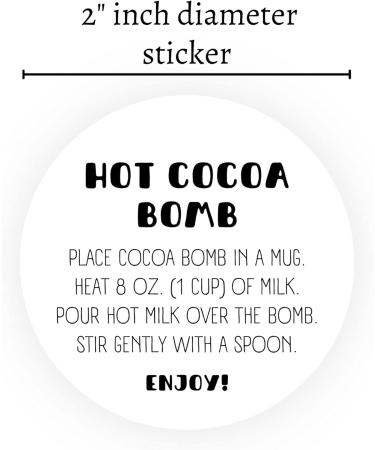 Hot Cocoa Bomb Instruction Sticker Tags - 30 Pack | Black & White Design | Supplies for Hot Cocoa Bombs - Buy Online on GoSupps.com
