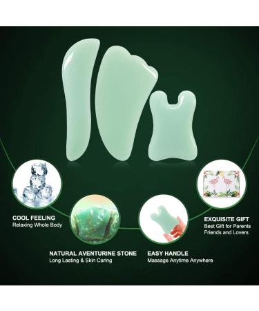 Airogym Guasha Massage Tool Set - Natural Stone Gua Sha Board for Acupuncture & Physical Therapy - 4PCS Green Guasha Stone Scraping Massage Kits for SPA - Muscle Knots & Lymphatic Drainage - Buy Online on GoSupps.com