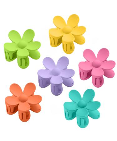 COSDAD 6PCS Large Flower Claw Clips Non Slip Matte Hair Clips for Women Thick Hair Big Strong Hold Dasiy Hair Clips Sturdy Cute Hair Accessories for Women Girls Gifts  6 Colors-Enthusiastic Dazzling