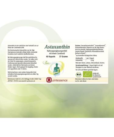 Quintessence Astaxanthin Bio Capsules - 60 Vegan Capsules 6 mg Each 100% Pure No Additives High Bioavailability - Buy Online on GoSupps.com