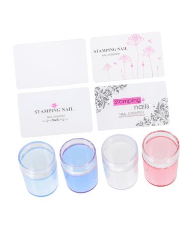 Mikinona 4 Sets Nail Art Silicone Stamp Small Nail Stamper Silicone Spatula Silicone Nail Stampers Nail Accessories Nail Molding Gel Nail Stamp Tool Safe Salon Scraper Manicure