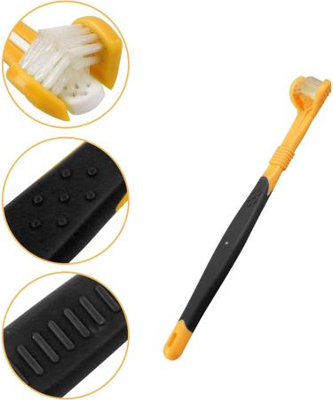 Dog Toothbrush Cat Teeth Cleaning Toothbrush Triple Head Pet Dog Toothbrush Teeth Care Dog Cat Cleaning Mouth Health Supplies Yellow+blue - Buy Online on GoSupps.com