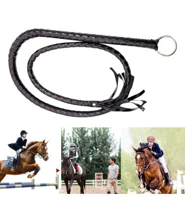 Black Faux Leather Whip Costume Accessory Handmade Bullwhip for Racing, Cosplay & Equestrianism | 120cm - Buy Online on GoSupps.com