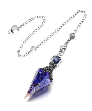 BACTIM Lapis Lazuli Healing Stones and Crystals Dowsing Pendulum Healing Crystal Points Gemstone Pendulum Scrying Dowser Reiki Crystals Resin Chip Stone Divination Wicca Crystal Therapy Meditation