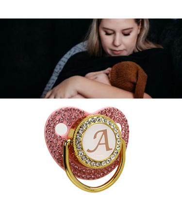 Gold Baby Pacifier Set with Rhinestones - Lightweight Pacifier for 6-18 Months (Letter A) - Perfect for Home Use - Buy Online on GoSupps.com