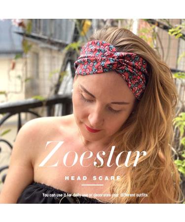Zoestar Wide Headband - Vintage Knotted Turban Hair Wraps for Women & Girls - 3-Pack Black Stretch Twist Forehead Ligaments - Buy Online on GoSupps.com