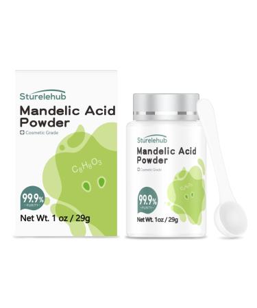 Mandelic Acid Powder 1OZ 99.9% Purity Natural Cosmetic Grade DIY Mandelic Acid Serum Mandelic Acid Peel/Mask Make Your Own Mandelic Acid Cream Moisturizer 1 Ounce (Pack of 1) 1.0