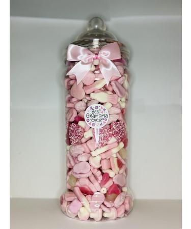 Best Grandma Ever Filled Pink Pick N Mix Gummy Sweet Victorian Jar Gift Present 970ml - Buy Online on GoSupps.com
