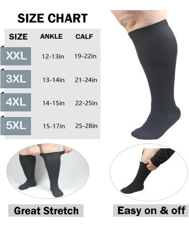 Shop Oversize Compression Stockings for Men & Women | Graded Compression for Travel Running Pregnancy & More | XXL Black 1 Couple - Buy Online on GoSupps.com
