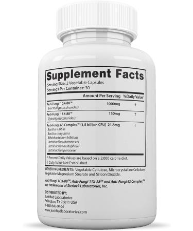 Justified Laboratories Fungus Clear Pills - 3 Pack (180 Capsules) Probiotic Support for Healthy Clear Nails - 1.5 Billion CFU, Natural Ingredients - Buy Online on GoSupps.com