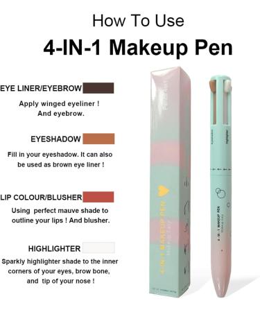 4 In 1 Makeup Pen with Eyeliner Eyebrow Pencil Lip Liner Highlighter All-In-One Portable Makeup Pen Multifunction Makeup Easy Switching Make Up Pen for Women - Buy Online on GoSupps.com