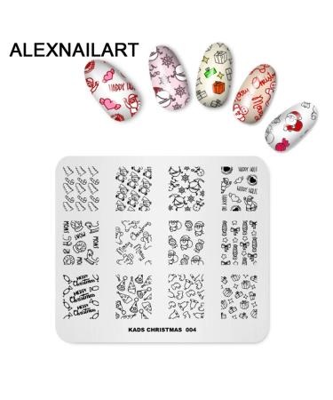4PCS Nail Art Stamping Plates Set - Christmas Flower Grid Design Stencils with Polish Stamper | Multi-Pattern Nail Art Templates for DIY Manicure - Buy Online on GoSupps.com