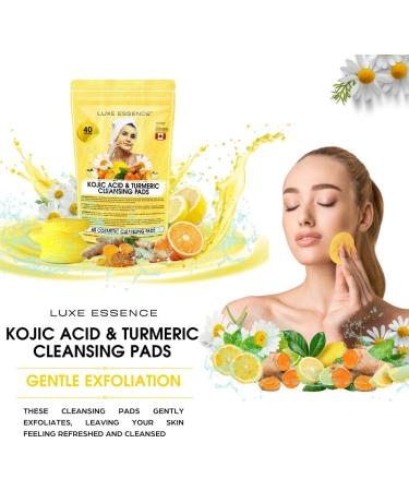 Premium Kojic Acid and Turmeric Cleansing Pads | Turmeric Kojic Acid Cleansing Pads for Face | Hydrating & Moisturizing | Exfoliation & Cleansing | Natural Ingredients | 40 Pads - Buy Online on GoSupps.com