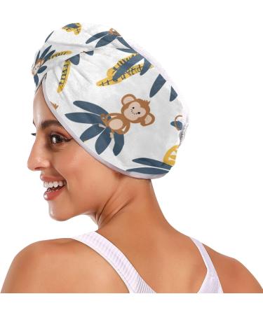 Monkeys on Tree Hair Towel 2 Pack | Super Absorbent Quick Dry Hair Turbans for Women & Girls - Ultimate Hair Drying Solution - Buy Online on GoSupps.com