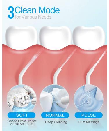 Nicefeel Cordless Water Flosser Teeth Cleaner - Portable & Rechargeable Oral Irrigator for Travel - IPX7 Waterproof with 4 Jet Tips - 3 Modes, 300ML Capacity - White - Buy Online on GoSupps.com