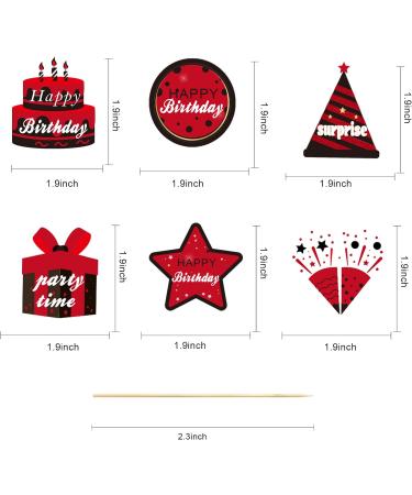 36PCS Black Red Happy Birthday Cupcake Topper Decorations for Men Women Happy Birthday Cake Topper Party Supplies Birthday Cupcake Picks Cake Decor - Buy Online on GoSupps.com