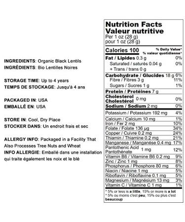 Organic Black Lentils 1 lb Non-GMO Whole Pulses | Raw & Sproutable | Kosher & Vegan | Bulk Legumes for Stews, Curries, Tacos, Soups | Rich in Thiamin, Folate, Protein - Buy Online on GoSupps.com