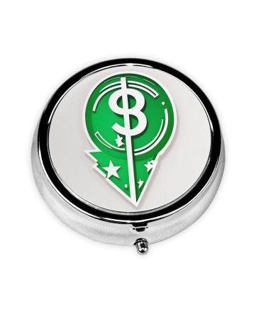 Green Hair Symbolround Pill Box 3 Compartment Round Pill Box Organizer Portable Travel Pill Box for Traveling.