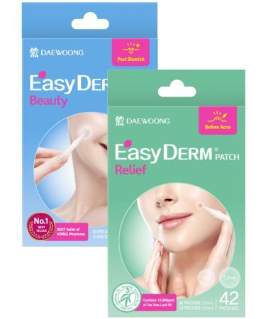 EasyDerm Pimple Patch Duo 84 Counts | Beauty Hydrocolloid Patch(42ea) + Relief Invisible Patch(42ea) Tea Tree Oil for Zit Blemish Breakout Care | Vegan & Cruelty-Free Stocking Stuffer Holiday Gift 2 Count Duo Pack
