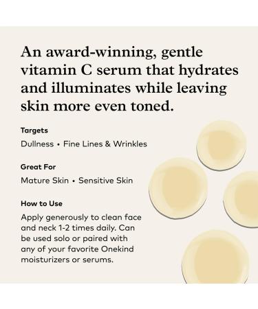 Onekind Radiant C Face Serum - Anti-Aging Treatment with Hyaluronic Acid & Vitamin E for Dark Spots Even Skin Tone & Fine Lines | Buy Internationally - Buy Online on GoSupps.com