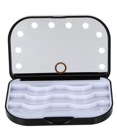 Homoyoyo Bo te de Rangement LED pour Faux Cils Compacte Noire Miroir Int gr e pour Usage Quotidien et Voyage