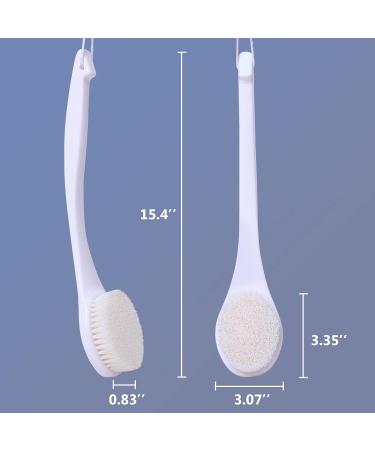 Long Handle Body Brush Back Scrubber for Deep Exfoliation - Men, Women, Elderly - White Nylon - Buy Online on GoSupps.com