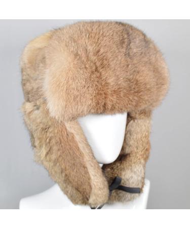 NWSTESLE Men's Fur Ushanka Russian Trapper Hat with Earflap - Brown, X-Large - Buy Online on GoSupps.com
