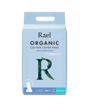 Rael Organic Cotton Cover Pads For Bladder Leaks Moderate 30 Count