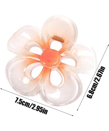 Floral Hair Clips Cute Acrylic Hawaiian Hair Clips | Women's Hair Barrettes Hair Styling Accessories Large Non-Slip Hair Clips for Beaches Orange1 - Buy Online on GoSupps.com