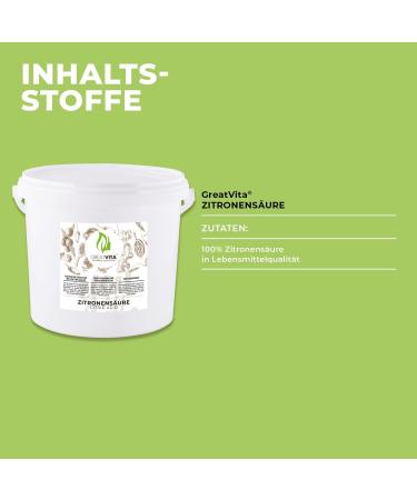 Greatvita Citric Acid Monohydrate Powder 5kg | Pure E330 Food Quality Acidic Agent for Descaling Cleaning Baking | 1 Pack - Ideal for Cooking - Buy Online on GoSupps.com