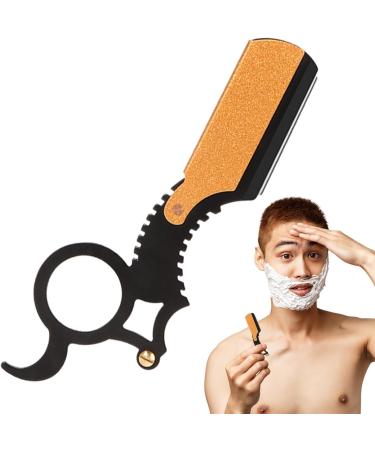 YouPo Cut-Throat Razor | Manual Barber Finger Razor Cartridge for Mustache Cleaning | Perfect for Camping Travel & Home Use - Black Gold - Buy Online on GoSupps.com
