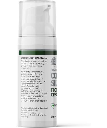 Antibacterial Colloidal Silver Foot & Nail Cream - 50g | All Natural Formula - Buy Online on GoSupps.com