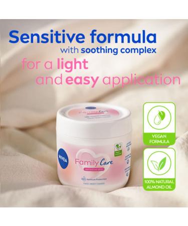 Nivea Almond Family Care Moisturizer - 450ml Body Cream for Sensitive Skin | Natural Almond Oil for Dry Skin | Moisture Care for All Family - Buy Online on GoSupps.com