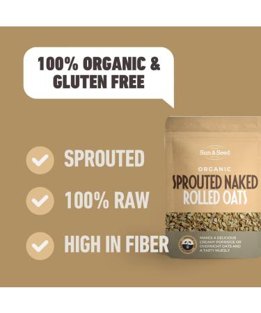 Sun & Seed Organic Sprouted Rolled Oats 250g - Vegan Source of Fiber & Protein - Raw & Natural - Buy Online on GoSupps.com
