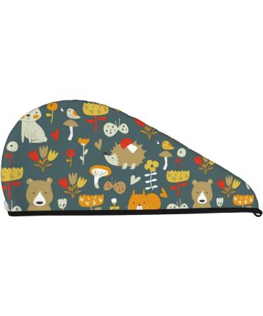 Shop Cute Animal Forest Microfiber Hair Towel | Super Absorbent Quick Dry Hair Wrap for Women - Perfect for Long Curly & Thick Hair - Buy Online on GoSupps.com