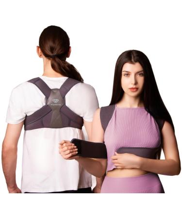 Posture Corrector for Women and Men Adjustable Straightener/Upper Back Brace for Pain Relief of Neck Shoulder and Clavicle Back Brace for Posture Support and Spine Alignment MEDIUM Gray