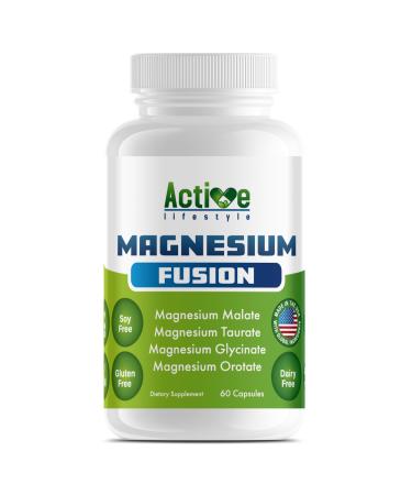 Active Lifestyle 4X Magnesium Supplement Magnesium Glycinate Taurate Malate Orotate Complex Calm Sleep GMO Free Gluten Free Soy Free Dairy Free Lab Tested Made in USA