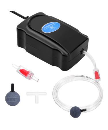 Flintronic aquarium air pump quiet oxygen pump with check valve air pumps kit with silicone hose air stone and T-connector mini aqua rental air pump for 5-300l Fish tank #2 3W single hole black - Buy Online on GoSupps.com