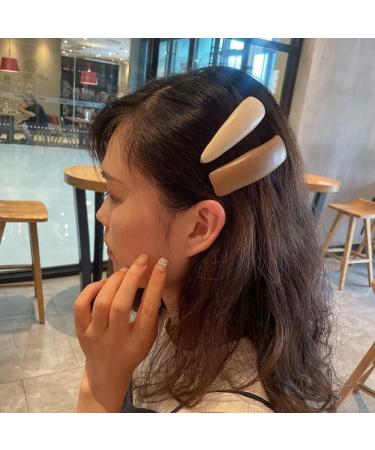Hair Clips PU Leather Hair Clip Sponge Padded Barrette Solid Thick Hairpin Women Hair Snap Korean Style Headwear Blue Hair Clips (Size : Milk white 2) - Buy Online on GoSupps.com