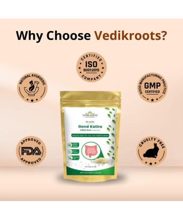 Vedikroots Gond Katira 100g Natural Body Cooling & Hydrating Superfood Supports Digestion & Gut Health Rich in Fiber & Nutrients Perfect for Summer Drinks Desserts & Ayurvedic Wellness (Pack of 3) - Buy Online on GoSupps.com