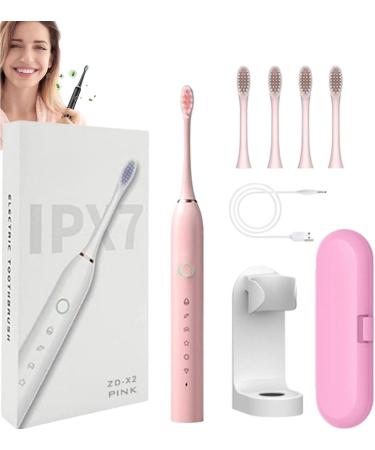 Stabilizek Toothbrush Adult Sonic Electric Toothbrush for Adults Travel Case Toothbrush Electric Rechargeable Stabilized Travel Electric Toothbrush(Pink) 1 Count (Pack of 1) Pink