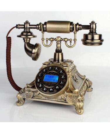 Corded Old Fashioned Telephone Classic Retro Design -Style Solid Wood and Versus Resin-(Gold White) Hands-Free (Rotary Dial Copper) (Rotary Dial Bronze) - Buy Online on GoSupps.com