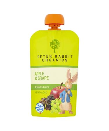 Peter Rabbit Organics Organic Apple and Grape 100% Pure Fruit Snack 4 Ounce Squeeze Pouches (Pack of 10)