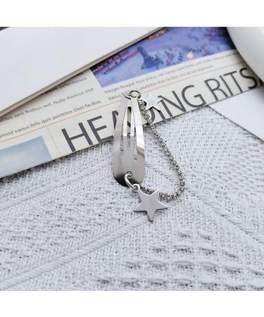 hgnxa Sparkling Silver Hair Clip Moon and Star Charm Hairpin for Women Harajuku Style Fringe Chain Hair Barrette Cute - Buy Online on GoSupps.com