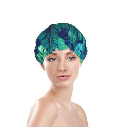 Tropical Palm Leaves Shower Cap - Reusable Waterproof Hair Cap with PEVA Lining - Buy Online on GoSupps.com