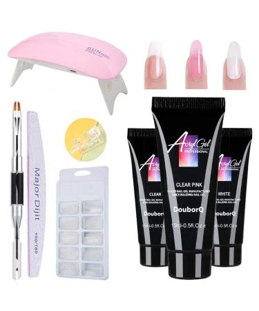 Anself Poly Gel Builder Set Poly Gel Nail Extension + 48Pcs Quick Building Form Tips + LED UV Lamp