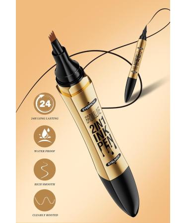 2 in 1 Magic Eyebrow Pencil Micro Brow Pencil Double Head Microblading Eyebrow Pencil Waterproof Makeup Tools (Grey) - Buy Online on GoSupps.com